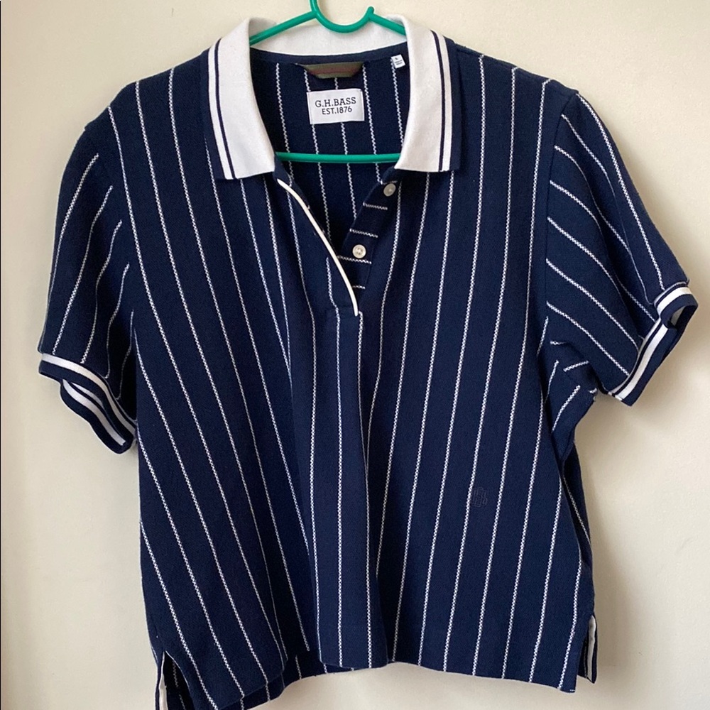 Brand new women’s G.H. Bass Navy Striped Polo Shirt